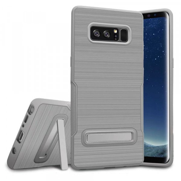 Wholesale Galaxy Note 8 Brushed TPU Hybrid Kickstand Case (Silver)